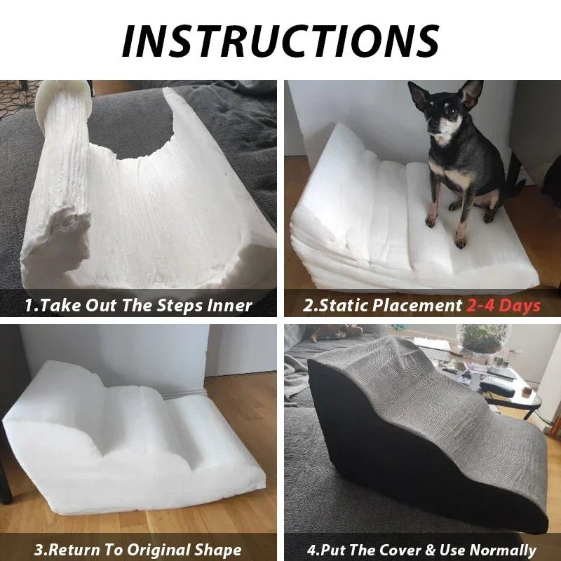 3-step pet stairs instructions