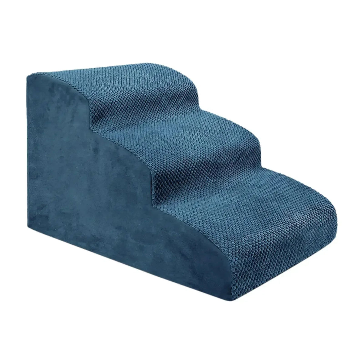 Blue 3-step pet stairs – soft and stable for small dogs and cats