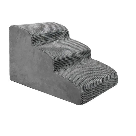 Grey pet stairs for sofa or bed – durable cloth material and stable steps