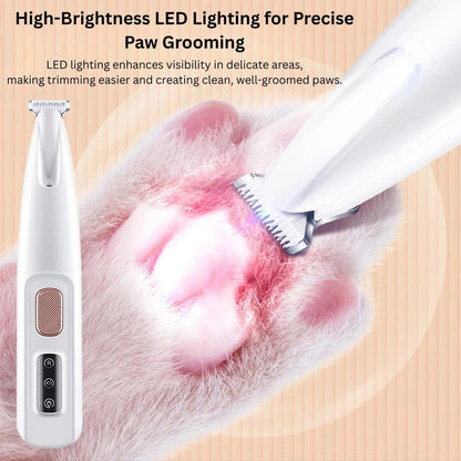 LED pet nail grinder illuminating paw pads for precise grooming