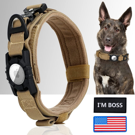 Military Tactical AirTag Dog Collar - Adjustable & Secure Fit